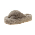 Women's Stylish Hot-Selling Thick Bottom Real Fuzzy Fur Slides Fluffy Flip Flops for Autumn Spring Winter House Warm Slippers