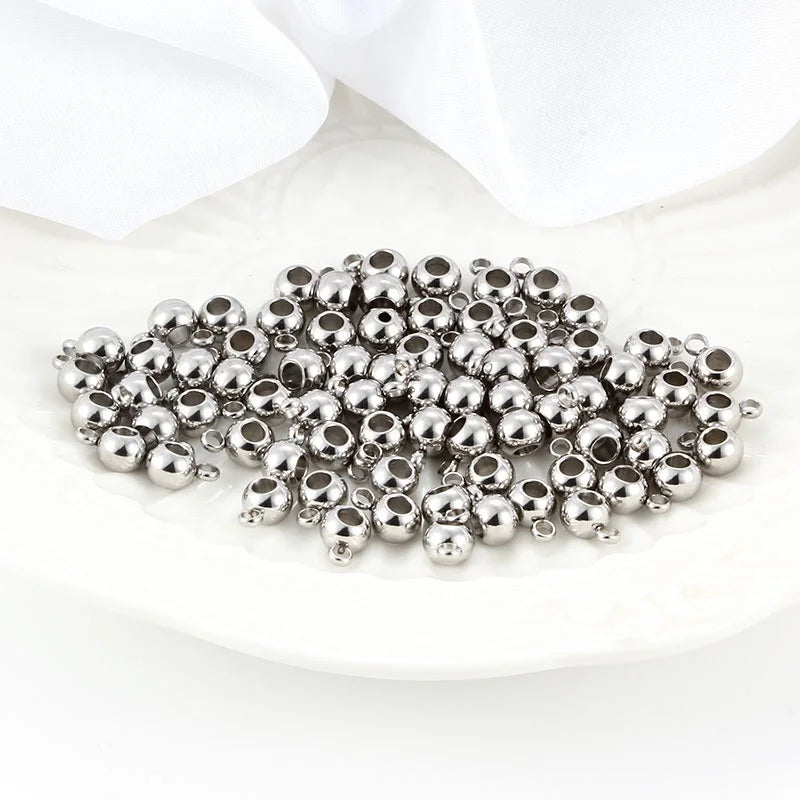 Manufacturer's Stainless Steel Spacer Beads Big Hole Loose Beads for DIY Bracelets Jewelry Making Accessories Chain Findings