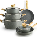 Aluminum Alloy Enamel Coated Cookware Set for Gas Induction Cookers Eco-Friendly Frying Pan Soup Pan Milk Pan Glass Lid Hand