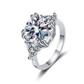 18K White Gold & 925 Sterling Silver Plated D Color 5Carat Sparkling Moissanite Ring Fashion Jewelry for Women