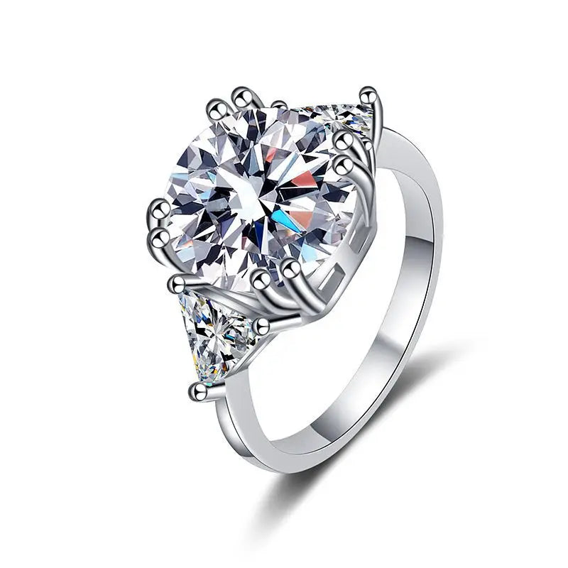18K White Gold & 925 Sterling Silver Plated D Color 5Carat Sparkling Moissanite Ring Fashion Jewelry for Women