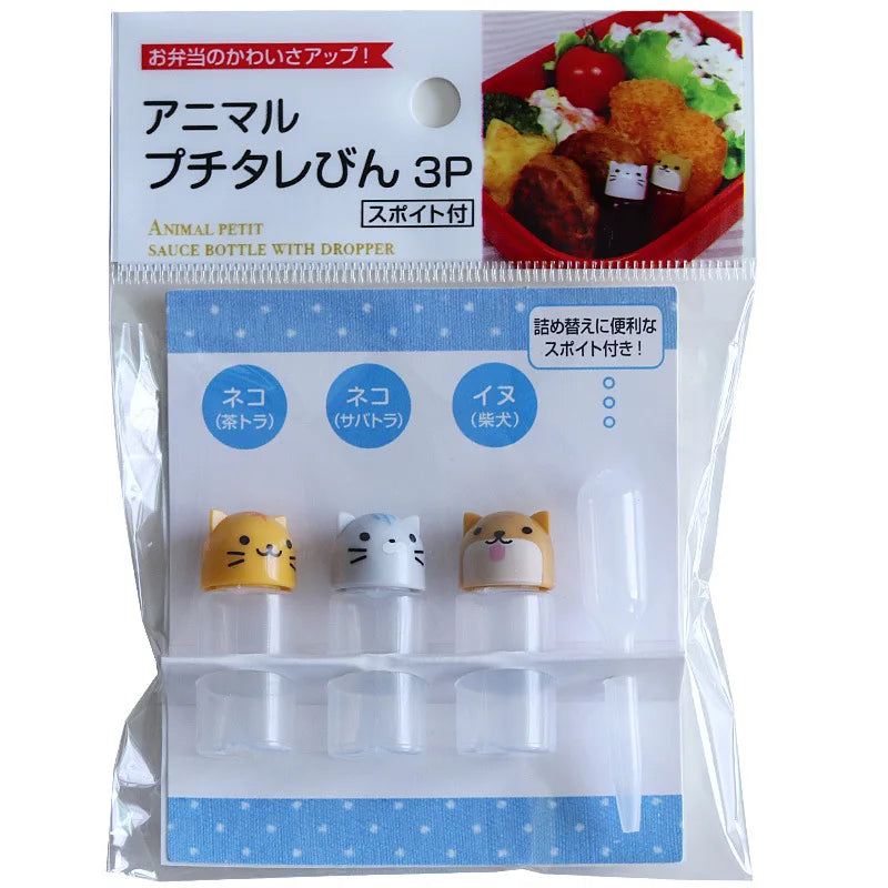 Sauce Bottle 3pcs/Set Mini  Sauce Bottle Cute Mini Sauce Container Salads Lovely Cat Dog Bottles Kitchen Accessories