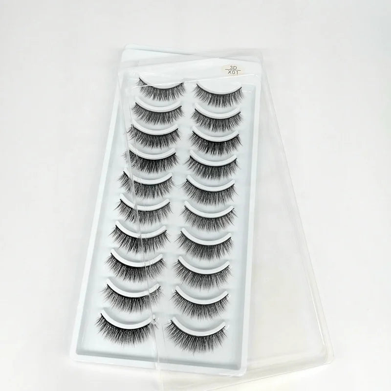 Best Silk Natural 10 Pairs 3D Natural False Eyelashes Makeup Faux Mink Synthetic Hair Cosmetics Eyelash Extensions Eyelashes