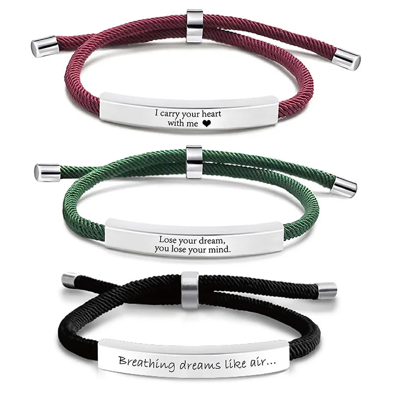 Customizable DIY Lucky Stainless Steel Bracelet Memorial Phrase Bracelet Couple Blessing Bracelet Gift of love