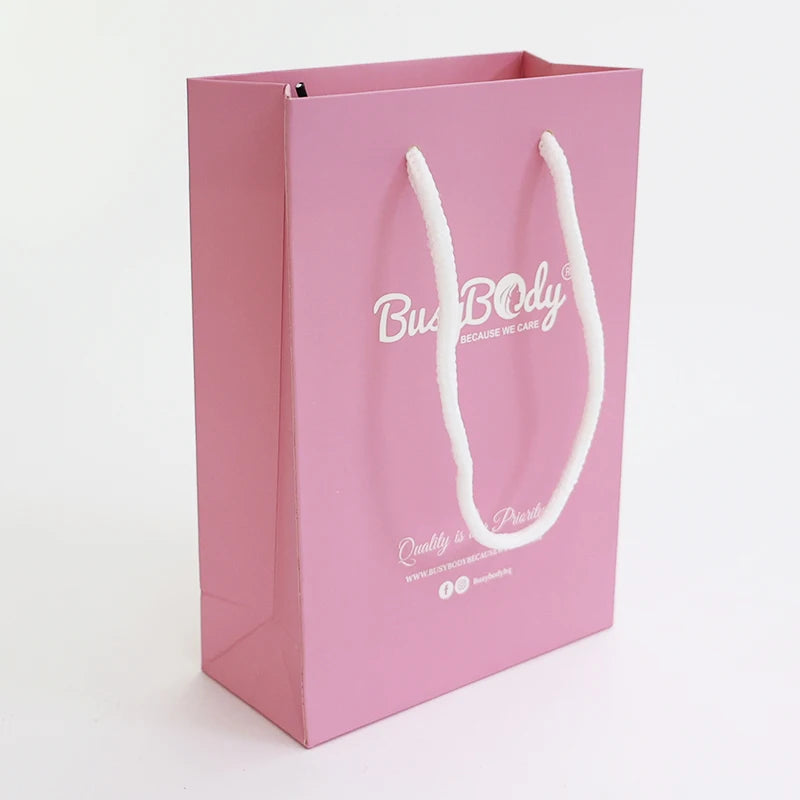 Matte Finish Pink Coated Paper Shopping Bag Custom Logo Printed Cardboard Paper Bags