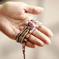 SL Custom Wrap Bracelets Rhodonite Charm Seed Beads Fashionable Fabric Bracelet Bangles