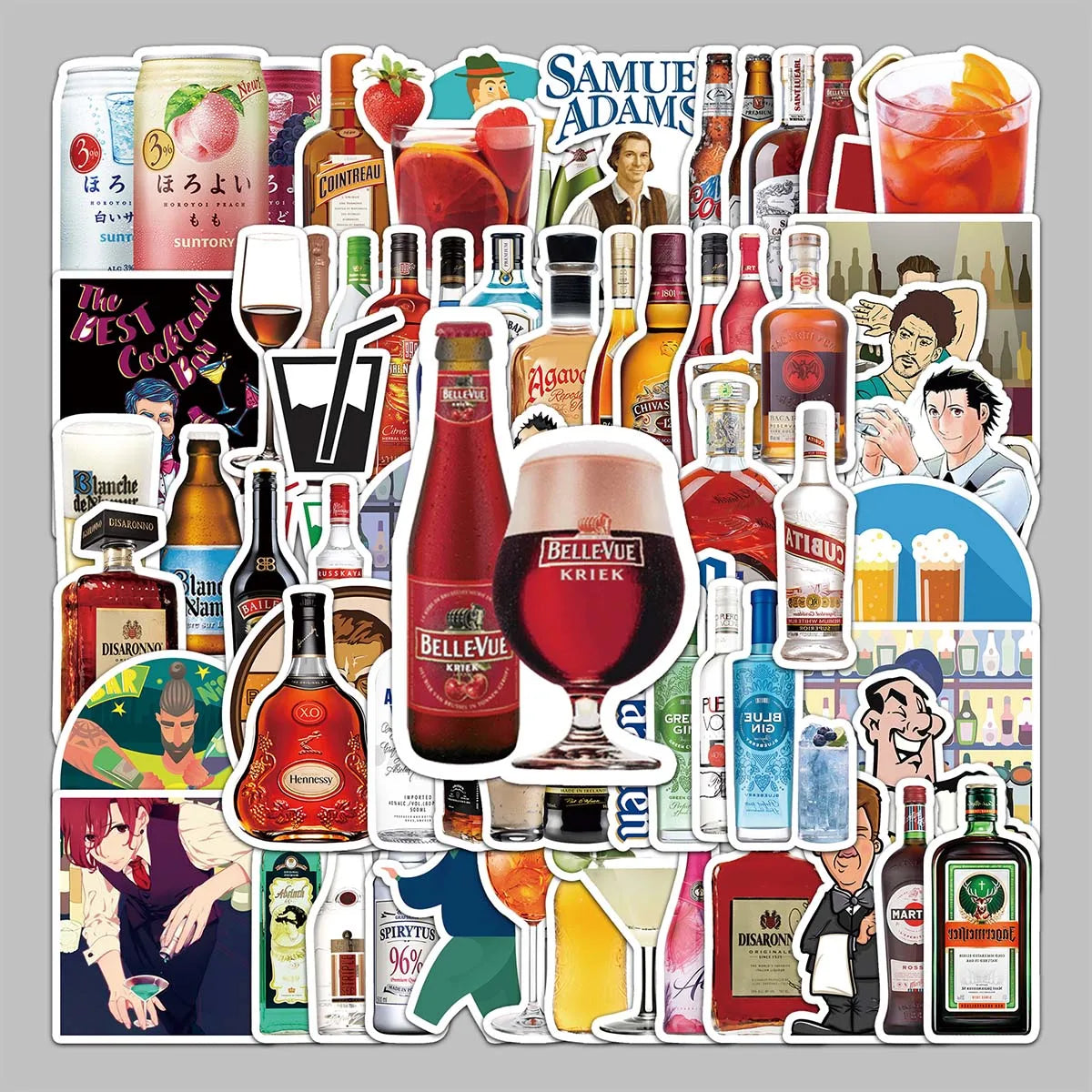 50PCS Hot Sales Hot Cheap Creative Personality Fun Stickers Liquor Scooter Suitcase Camera Desk Decorative Stickers