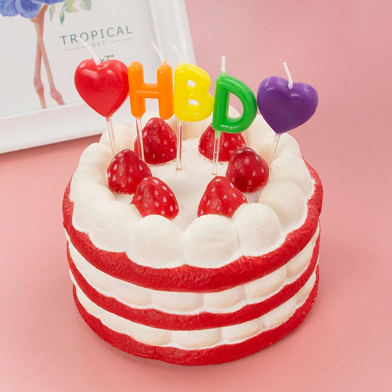 Manufacturer Best Selling  Jelly Color  Heart  and HBD Shape Cake Birthday Candles