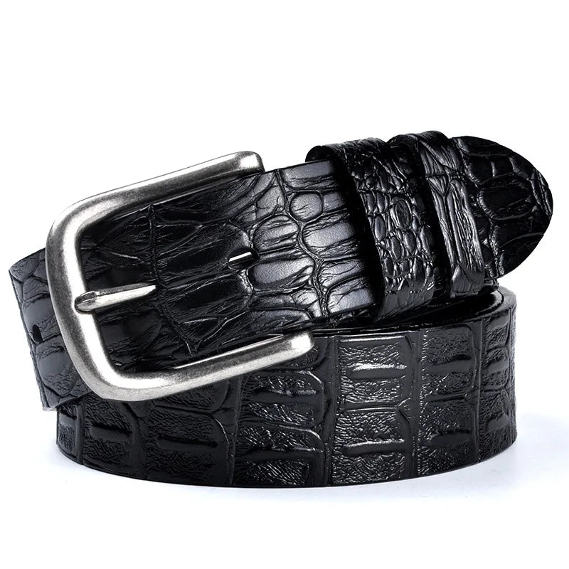 Factory Fashion Pin Buckle Man alligator crocodile Belts for Men's Genuine Leather Belt