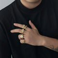 5Pcs/Set Vintage Irregular Pitted Surface Stackable Rings for Men Trendy Male Cool Open Finger Rings Fashion Jewelry Accessories