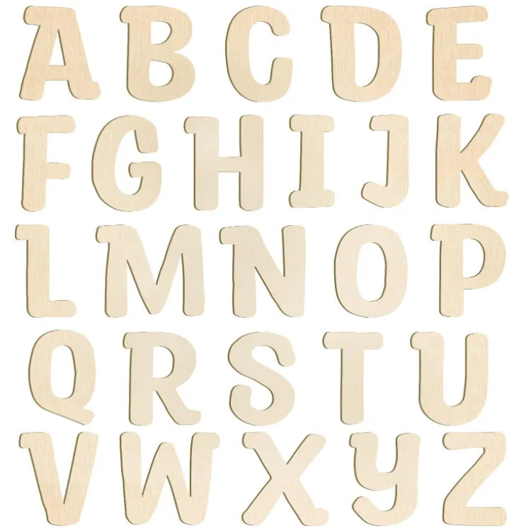 6 Inch Wooden Letters 26Pcs Wooden Alphabet Letter for Crafts Unfinished Wood Letters