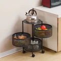Modern Kitchen & Bathroom Storage Rotatable Metal Shelf 3-Tier Lacquer Finish Vegetable/Fruit Storage Rack