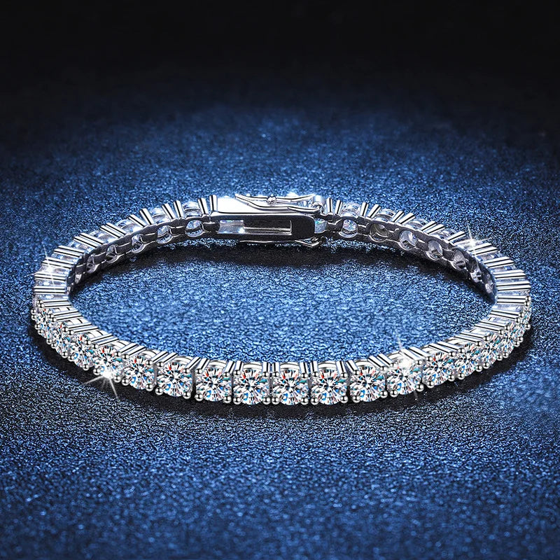 High Quality Tennis Chains Moissanite Tennis Chain 3mm Bracelet 925 Sterling Silver Jewelry