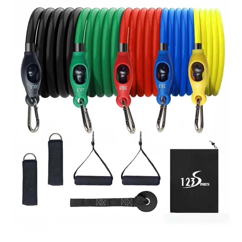 Custom Logo Tpe Resistance Bands Set With Pilates Bar Kit