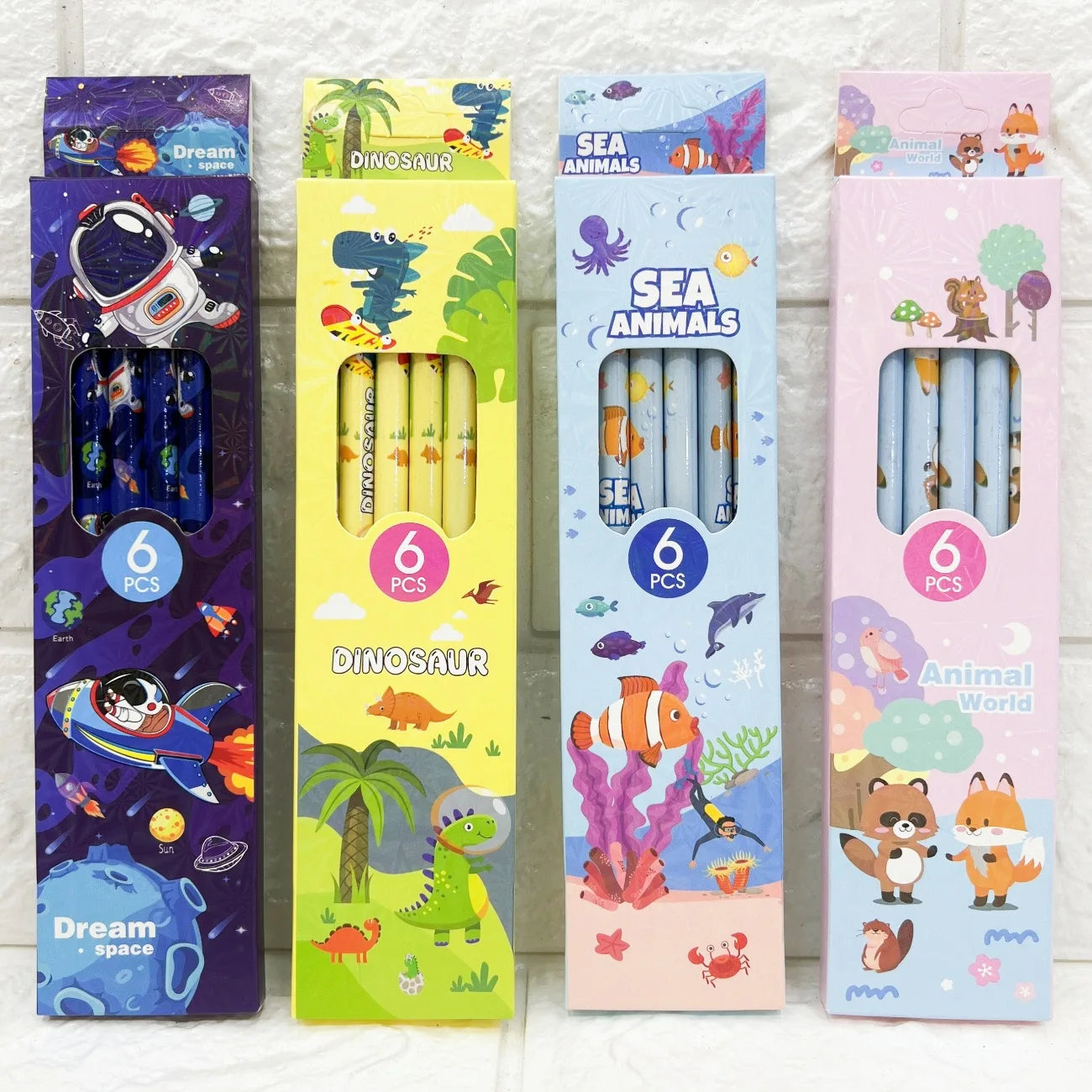 Cute Cartoon Animal HB Wooden Pencils Set School Kids Stationery Gifts Standard Pencils