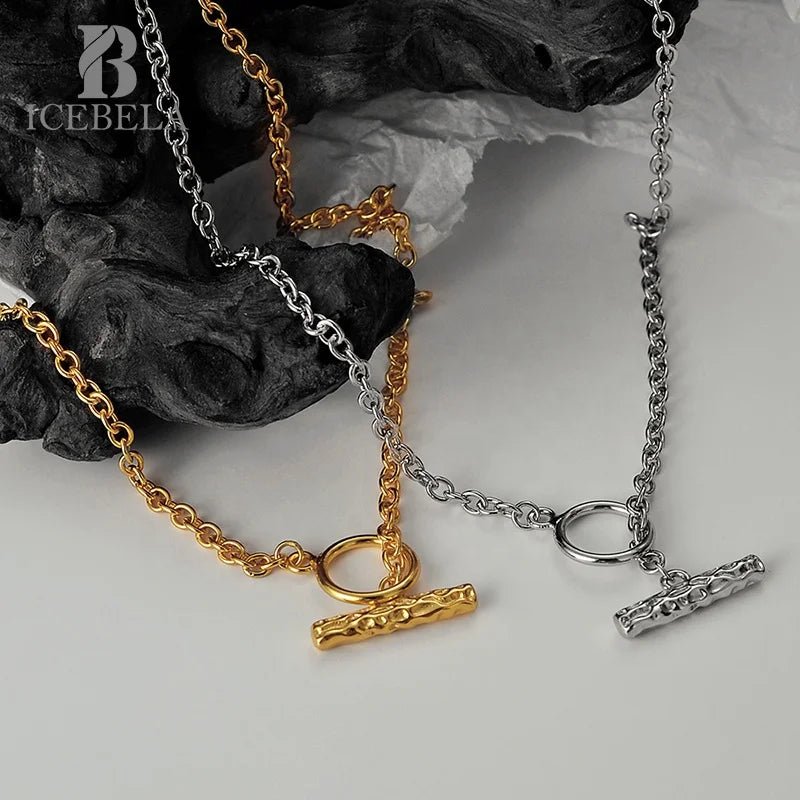 2024 Wholesale Textured OT Buckle Adjustable Collar Chain Small Short Heavy Industry 925 Silver Necklace for Women