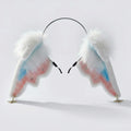 E0014 Angelic Sheep Ear Furry Headband with Cross Charms Cute Plush Animal Ears Hairband Kawaii Lolita Cosplay Accessory
