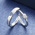 Trendy Hollow Peach Heart Couple Open Ring Set Heart Engagement Ring for Lovers Men Women