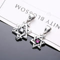 Retro 925 Sterling Silver Red Zircon Hollow Hexagram Charm Pendant for Bracelet Necklace Making Accessories