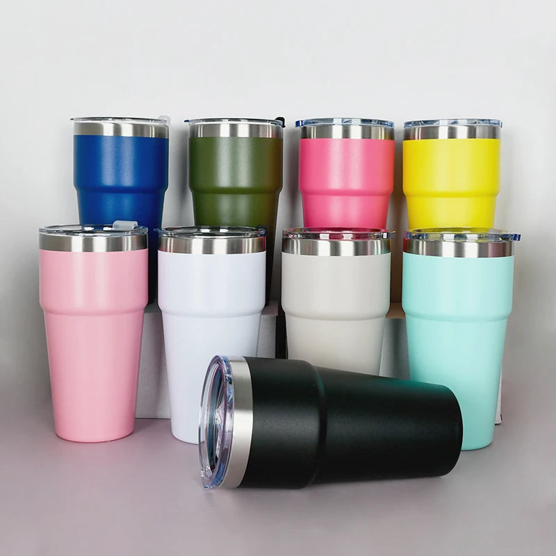 Personalized 16oz Double Wall Tumbler Insulated Vacuum Stainless Steel Coffee Stackable Cup 16oz Tumbler with Lids and Straw