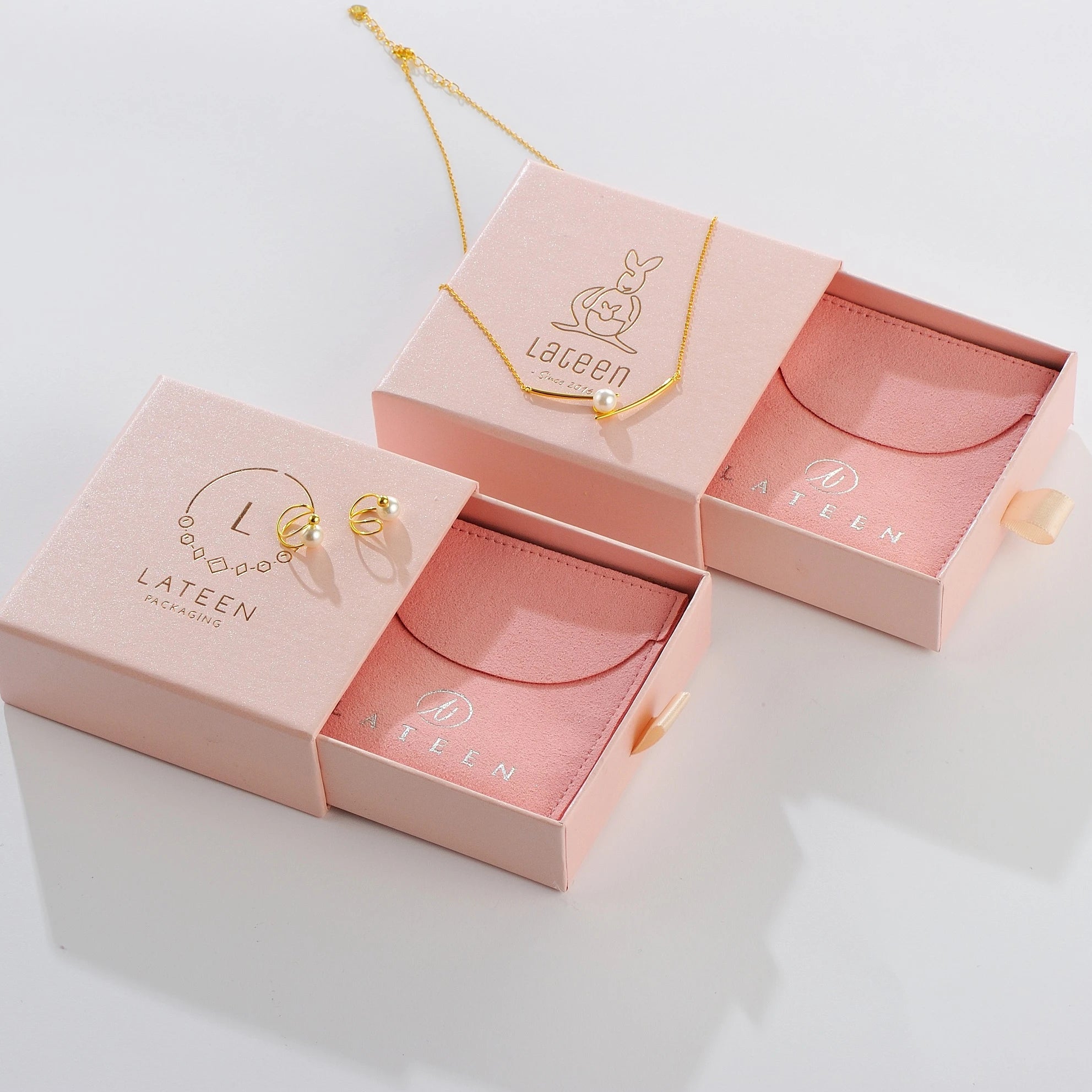 High Quality Microfiber Suede Bag pink Nude Beige Necklace Ring Bracelet Packaging Flap Pouch Jewelry Bag Pouch Slide Out Box