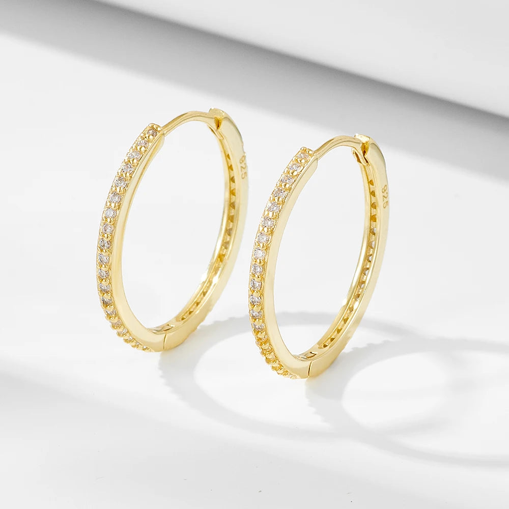 Europe America Hot Sale 925 Sterling Silver Micro Pave Zircon 14K Gola Plated Versatile Large Circles Hoop Earrings