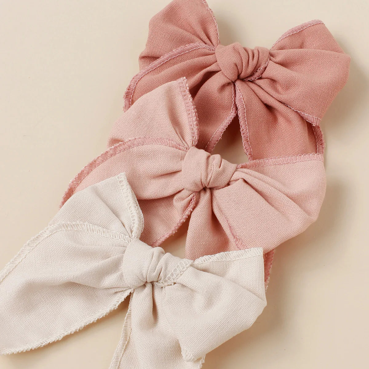 INS New  Hot Selling Beautiful and Cute Linen Bow Hairpin Solid Color Scrunchies Bowknot Accessories Alligator Clip for Kid