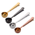 Two-in-one Multifunction Coffee Spoon Stainless Steel Kitchen Supplies Scoop With Bag Seal Clip Coffee Measuring Spoon