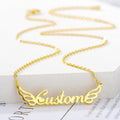 NEWNORTH Custom Name Necklace Stainless Steel Jewelry Personalized Custom Engraved Angel Wing Name Pendant Necklace For Women