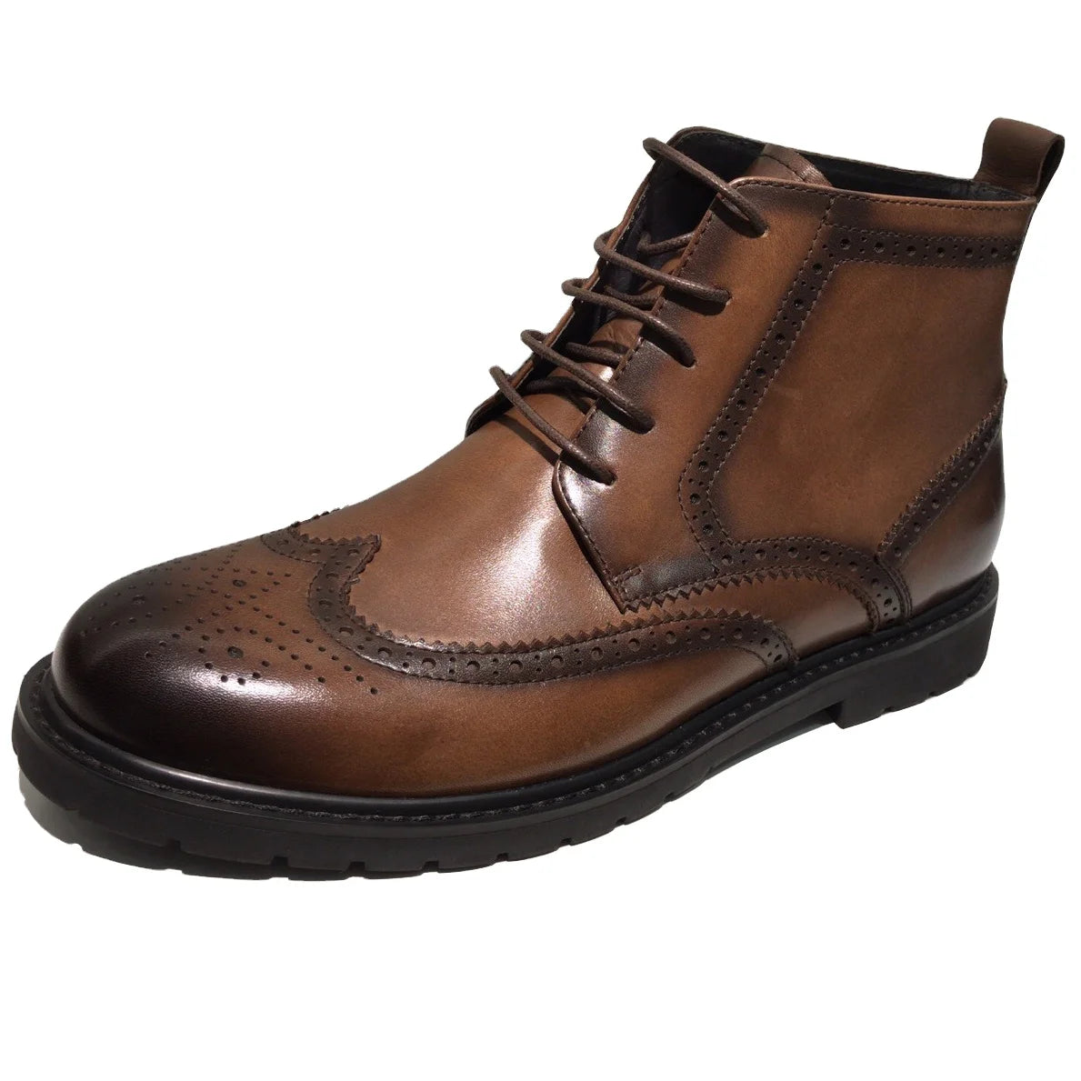 Men Formal Dress Shoes Black Brogues Genuine Leather Italian Martin Boot