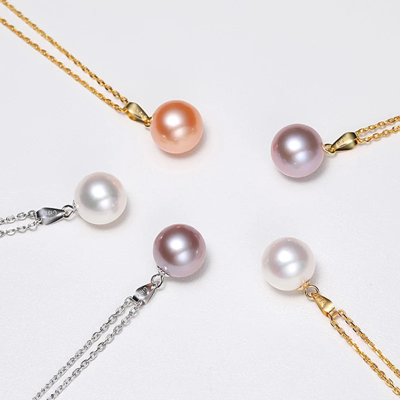 925 Silver Freshwater Pearl Pendant Perfect Round Pearl Necklace with Durable & Elegant Charm