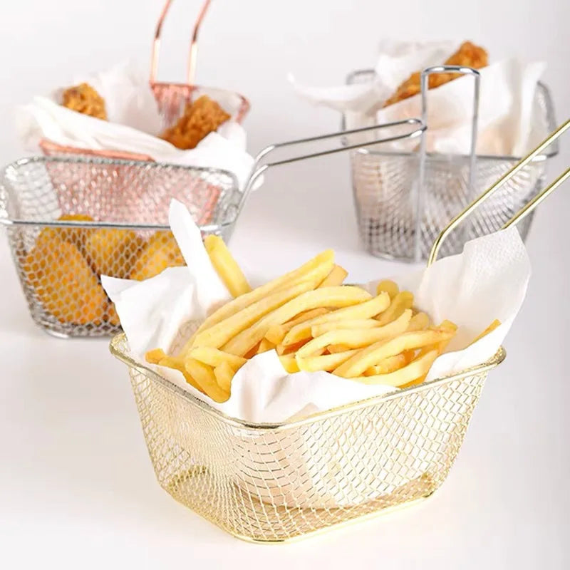 Kitchen Cooking Tool Frying Fries Chips Baskets French Fries Desk Food Presentation Mesh Basket