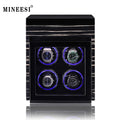 MINEESI Luxury Automatic Wooden Watch Winder 2/3/4/6/8 Watches Sustainable Integrated Display Protective Lock Water Case