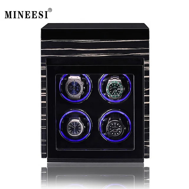 MINEESI Luxury Automatic Wooden Watch Winder 2/3/4/6/8 Watches Sustainable Integrated Display Protective Lock Water Case