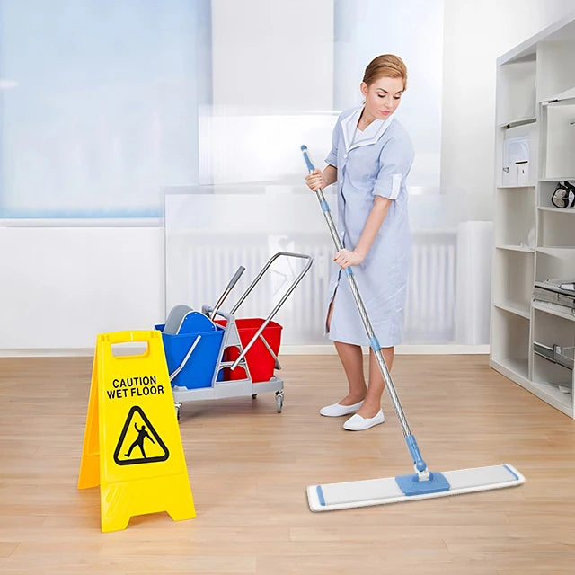 Professional Industrial Large Folding Panel Dry Mop Set with Durable Plastic Swivel Handle