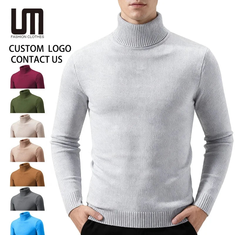 OEM Service Wholesale Trending Autumn Winter Men Clothes Casual Turtleneck Pullovers Long Sleeve Knitting Warm Sweaters