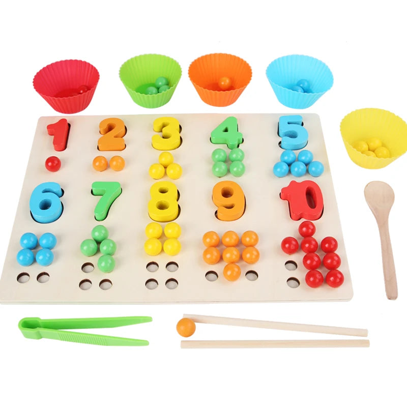 SD25 Kids Math Learning Wooden Toy Beads Counting Operation Board Children Color Number Cognitive Wooden Educational Toy