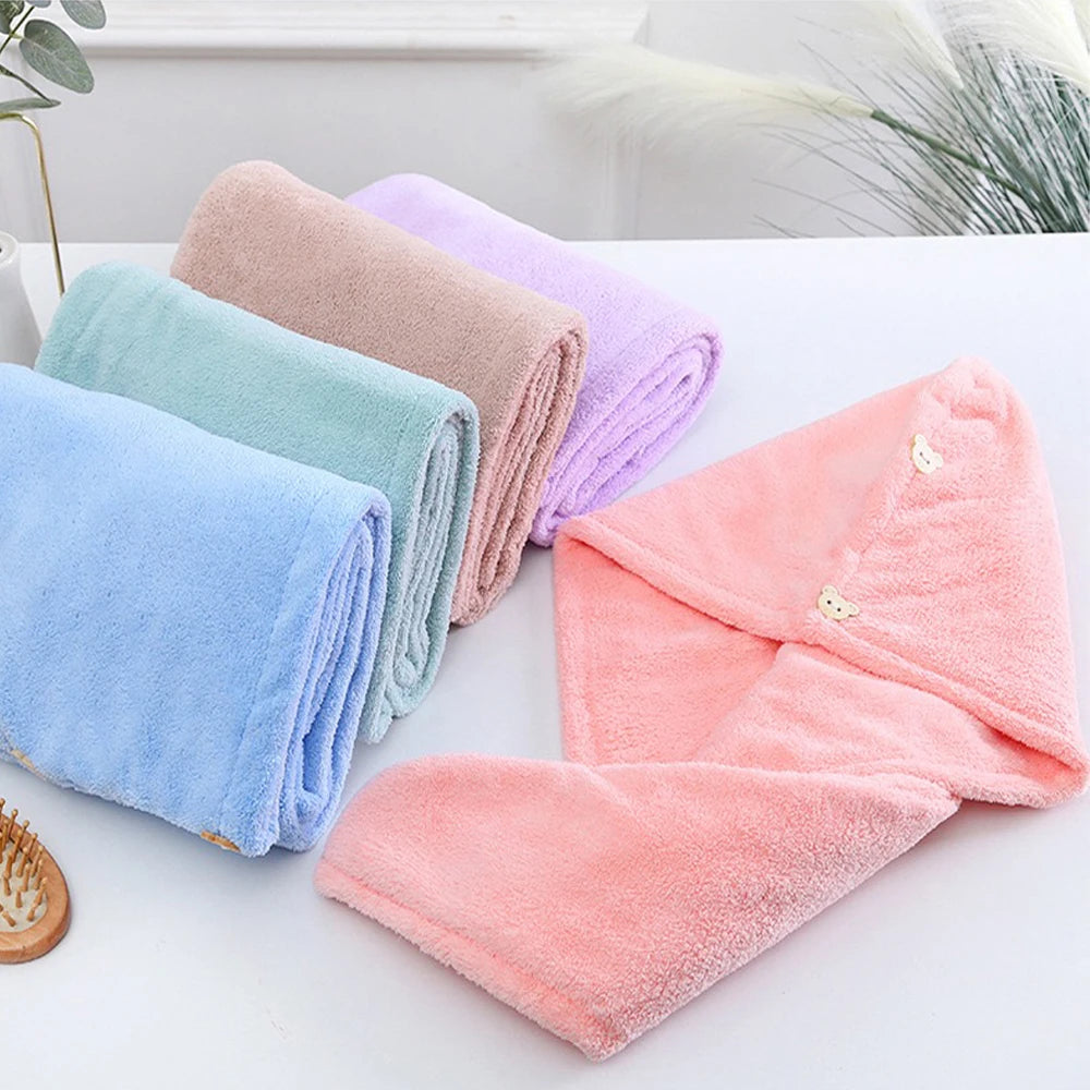 Waffle Microfiber Double Layer Coral Velvet Dry Hair Warp Towel Dry