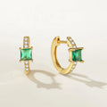 Nagosa Geometric 18k Gold Vermeil 925 Sterling Silver Cubic Zirconia Princess Huggie Hoop Earrings