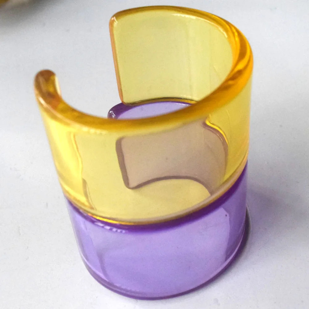 Fashion Epoxy Acetate Acrylic Plastic Resin Open Cuff Bangle Bracelet Cuffs Jewelry for Women
