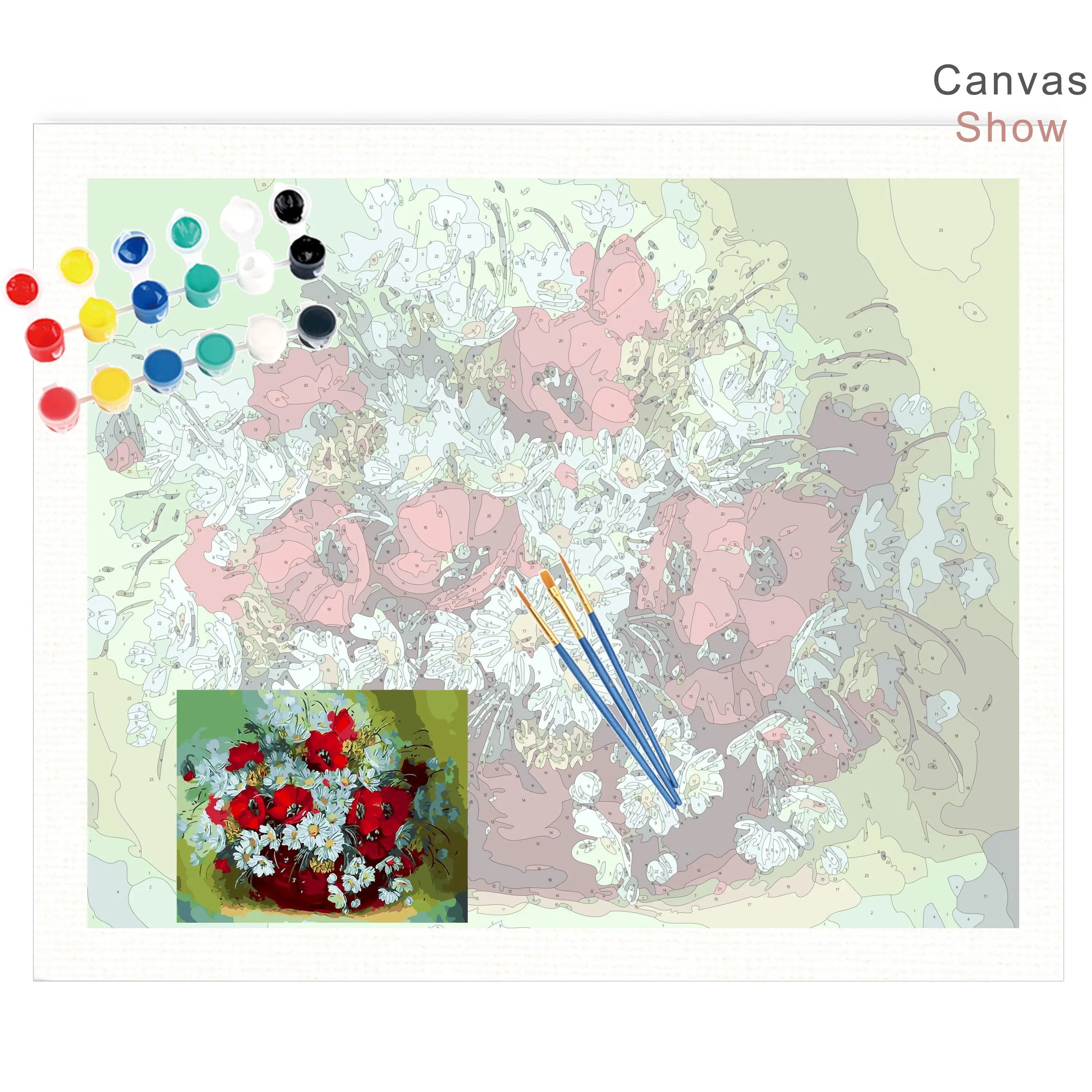 CHENISTORY 330 Diy Painting by Numbers With Multi Aluminium Frame Kits  Flower Diy Craft Coloring by Numbers Home Decor Gift