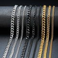 Fashion Jewelry Making Supplies Curb Cuban Gold Black Silver Color Stainless Steel Twisted Rope  Men Cuban Necklace Chain