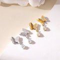 New Wholesale Fashion 18k Gold Matte Three Dimensional Butterfly Earrings Women's Water Drop Zircon Pendant Earrings Accessories