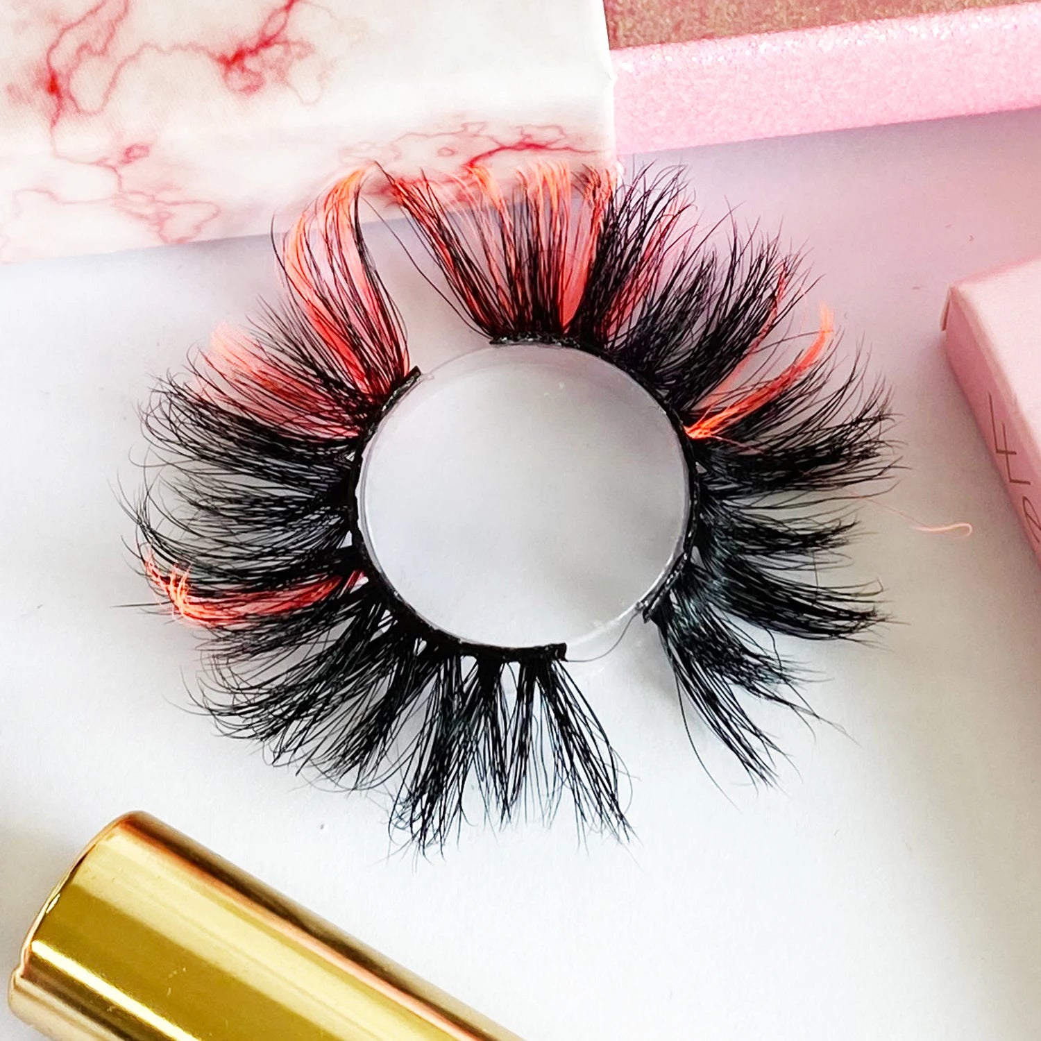 Individual Color Lashes Natural Mink Long Eyelash Handmade Black Cotton Band Rich Sky Brand Pink+Red+Green+White+Purple Mixed