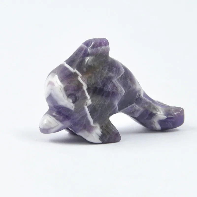 DIY Amethyst Crystal Gemstone Animals Dolphin Statue Crystal Crafts