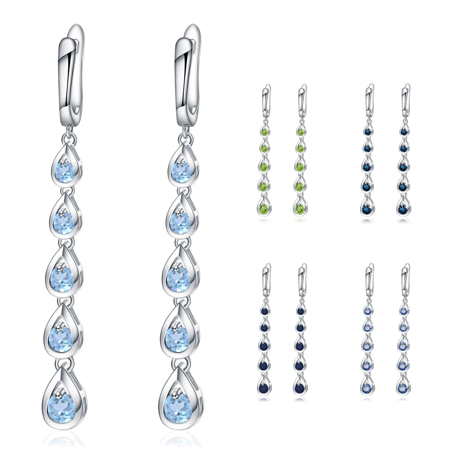C1028 Abiding Fine Jewelry Producer Wholesale Multi Colored 925 Sterling Silver Natural Gemstone Line Drop Earrings