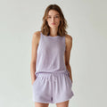 Women's Lightweight Summer Knit Set Breathable Two-Piece Outfit with Print Pattern Casual Loose Fit for Warm Weather
