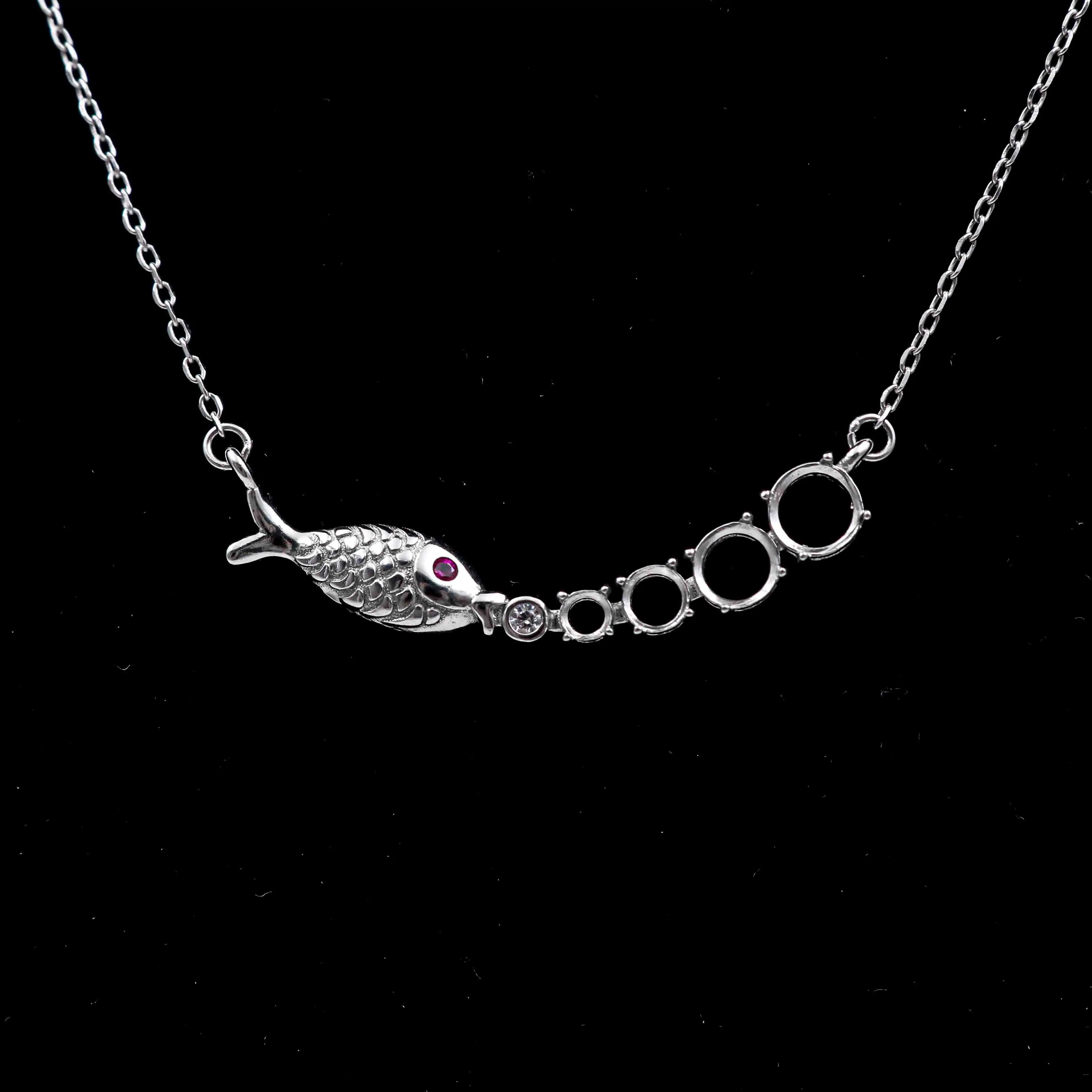 Sterling Silver 3mm+4mm+5mm+5.5mm Semi Mount Necklace Empty Frame Blank Setting S925 Base Without Center Stone for DIY Inlay