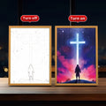 Hot Selling Jesus Christ LED Painting on Wood Frames Abstract Pattern Religious Artwork for Hanging on Wooden Photo Frames