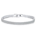RINNTIN SB118 Women's 4mm Width 6.5 7 7.5 Inches Sparkling 925 Sterling Silver 2 Rows White Cubic Zirconia  Tennis Bracelet
